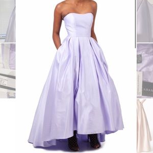 NWT Betsy & Adam Strapless Satin Hi-Lo Dress